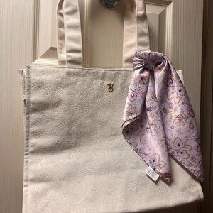 Victoria's Secret Floral-Embossed Tote Bag With Scarf